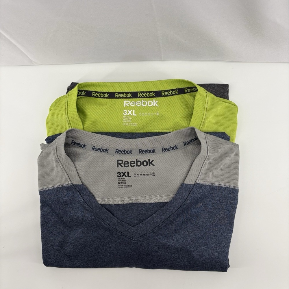 Lot Of‎ 2 Reebok Short Sleeve Peformance Shirt Men's 3XL Gray And Navy